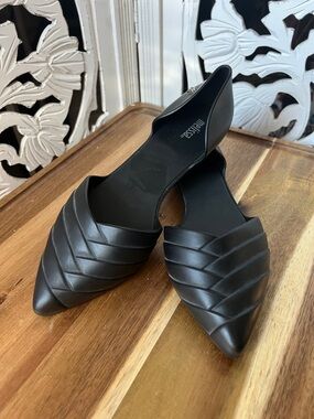 Melissa Black Pointed Quilted Flats